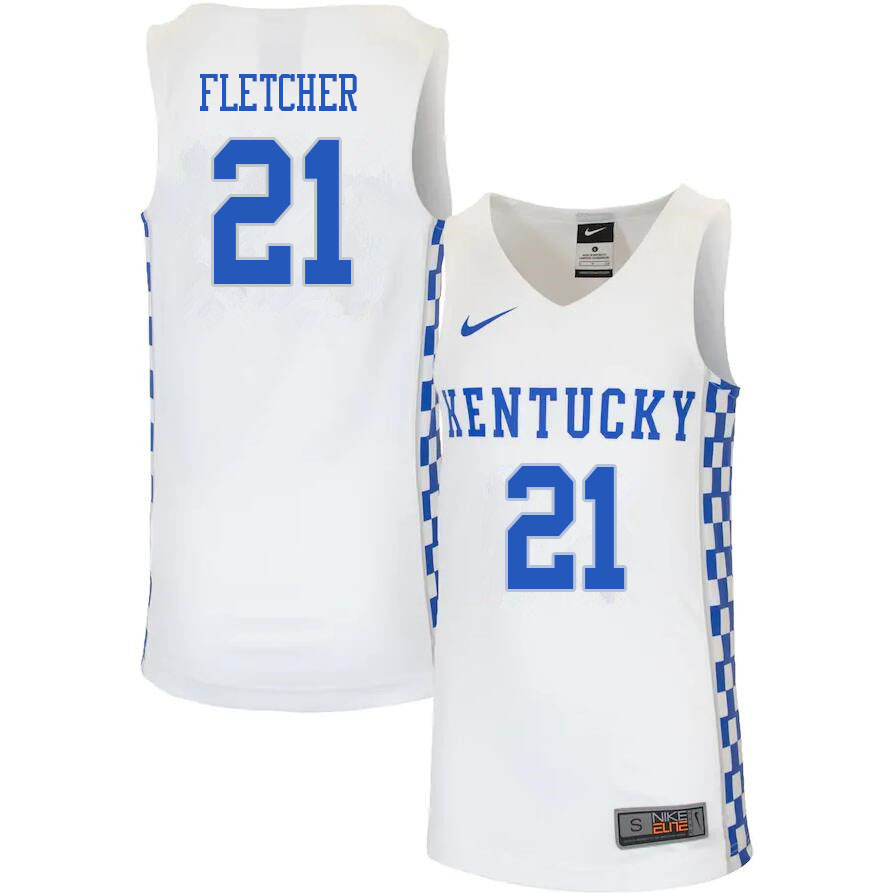 Men #21 Cam'Ron Fletcher Kentucky Wildcats College Basketball Jerseys Sale-White - Click Image to Close